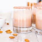 three glasses of chocolate horchata with almonds