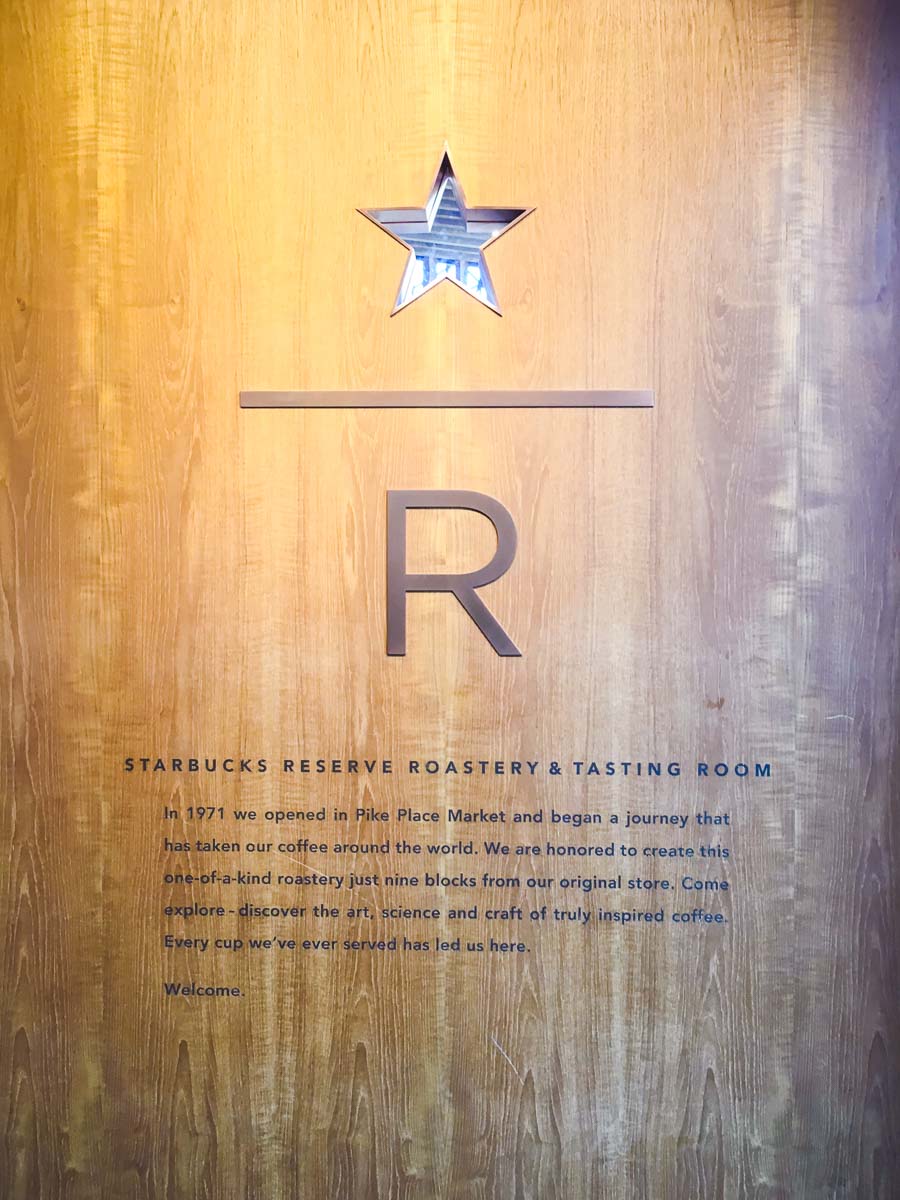 Wood wall to the Starbucks Reserve Roastery and Tasting room